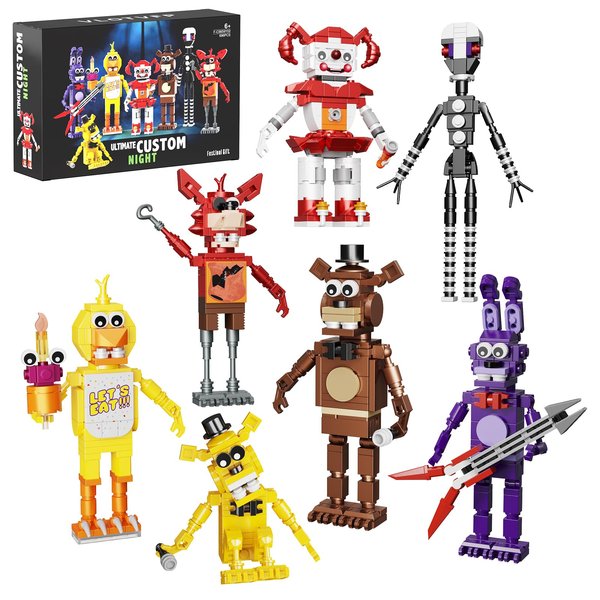 Five Nights Security Breach Building Block Toy 7 in 1, Fazbear Fredy Fighting Monster Action Figure DIY Model, Compatible with Lego, Suitable for 8+ Adults Boys Girls Birthday (695PCS)