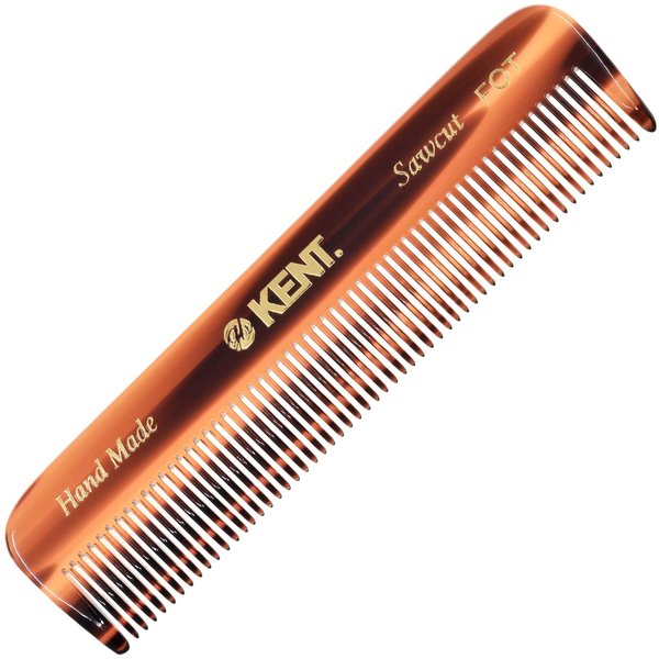 Kent FOT Handmade Fine Tooth Saw Cut Beard and Hair Styling Comb - Pocket and Travel Size for Essential Grooming Kit