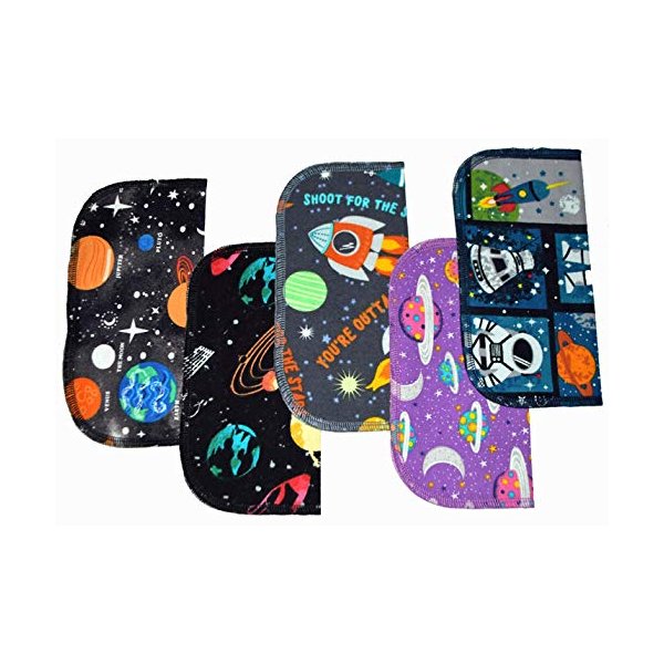 1 Ply Printed Flannel 8x8 Inches Little Wipes Set of 5 Out Of This World
