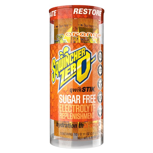Sqwincher Zero Qwik Stik, Sugar Free, Low Calorie, Low Sodium Electrolyte Replacement Powder Hydration Drink Mix, Orange, 0.11 oz Packet (Pack of 200)