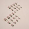 BABALAL Square Press on Nails Medium Fake Nails Green French Tip Glue on Nails Chrome Acrylic Nails 24Pcs Squoval False Nails for Women and Girls