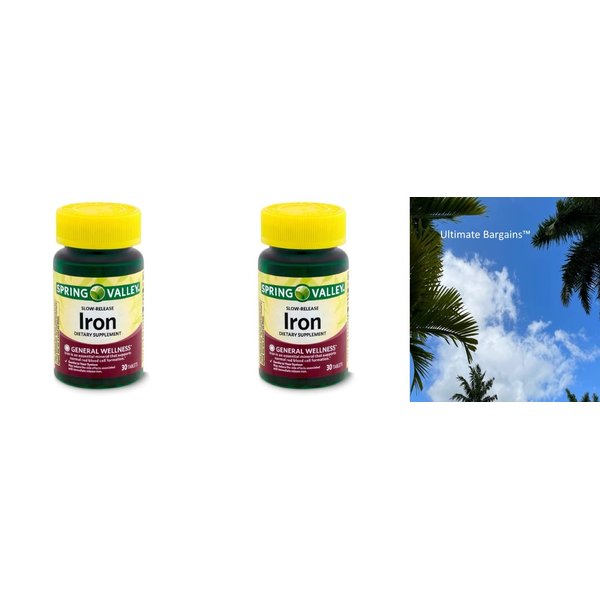 Spring Valley Slow-Release Iron Dietary Supplement, 60 Count + Your Vitamin Guide©