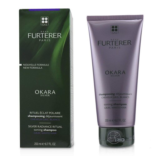 Rene Furterer OKARA SILVER Toning Shampoo, Purple Shampoo for Blonde, White, Grey, Silver, Pastel Hair, 6.7 oz.