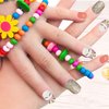 Pumkryth False Nails Press on Nails for Kids-Self-adhesive Fake Artificial Full Cover Acrylonitrile Butadiene Styrene Nail Art Kits Nail Glue Tabs for Girls Children