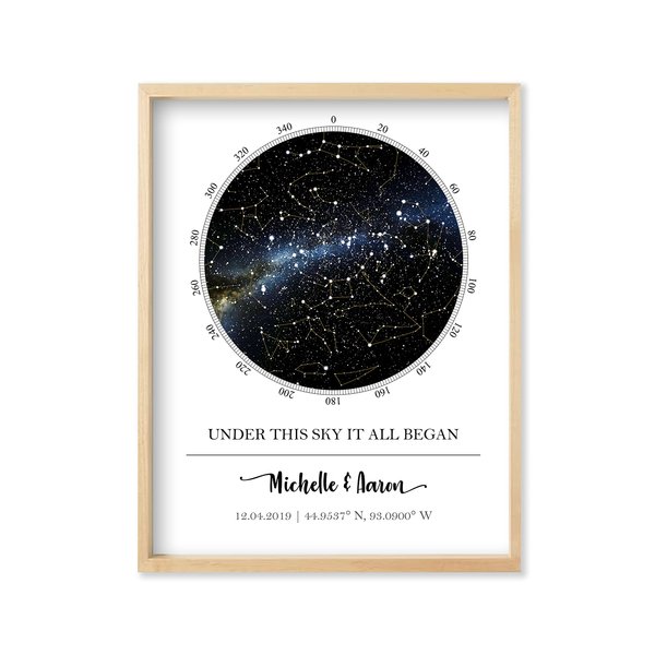 Custom Star Map - Personalized Star Map (Multiple Sizes - Unframed Star Prints, Star Constellation Map Wall Art, Great Gift - Special Occasion, Engagement Gift, Wedding Gift, Anniversary Gift)