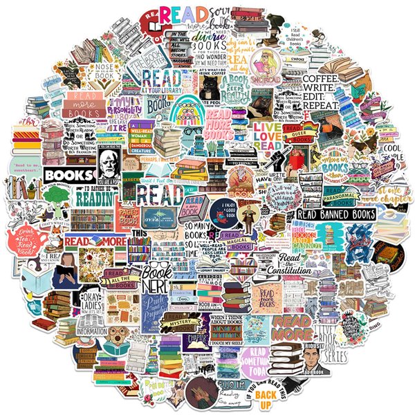 200PCS Bulk Book Stickers, Inspirational Reading Water Bottle Stickers for Kids Teens Students Teachers, Reading Lovers Book Accessories, Bookish Stickers, Vinyl Waterproof Decals