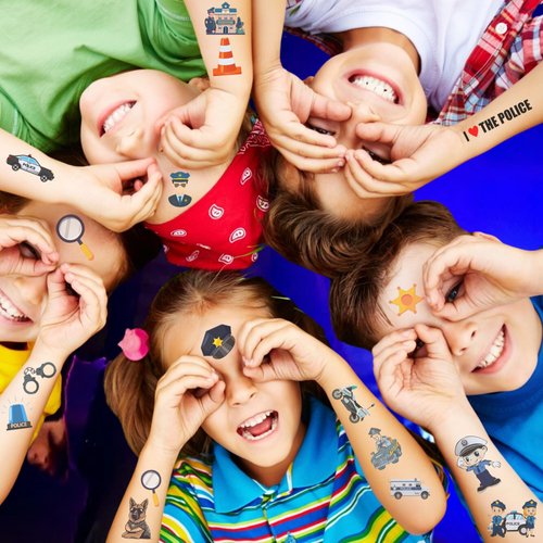 Police Temporary Tattoos - Police Birthday Decorations Pary Favor Supplies Kids Teen Boy Girls Gift Idea Christmas Festival Holiday Décor