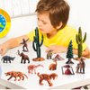 Fantarea Simulation Ancient Biological Model Figures Playsets 14 PCS Prehistoric Animals Primitive Humans Cavemen Living and Hunting Scene Toys for Boys Girls Kids