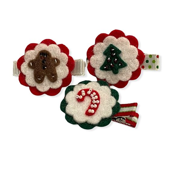 Gingerbread Man Hair Clip, Winter Hair Accessories, Christmas Hair Clip, Candy Cane, Christmas Tree