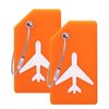Silicone Luggage Tag with Name ID Card Perfect to Quickly Spot Luggage Suitcase (Plane 2Pcs Orange)