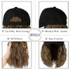 Qlenkay Baseball Cap with Hair Extensions 14inch Wavy Curly Bob Hairstyle Adjustable Wig Hat Attached Synthetic Hairpiece for Woman Light Brown Mix Ash Blonde