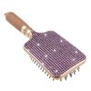 Fashion Sparkle Glass Purple Crystal Paddle Brush,Exclusive Blingbling Hair Brush,Massage Air Cushion Rhinestone Hair Comb For Women