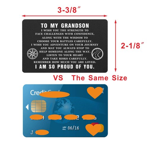 ABNTY Grandson Gifts, Grandson Graduation Cards, Grandson Wallet Card, Inspirational Quote Message Gift for Grandson