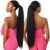 30 Inch Kinky Straight Ponytail Extension, Soft & Natural as Human Hair, Wrap Around Ponytail Extension for Black Women, Long Italian Yaki Synthetic Hair Extension, Natural Black(1B)