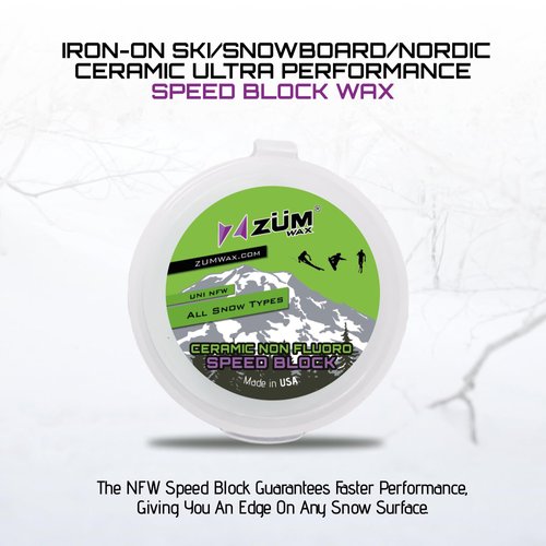 ZUMWAX Iron-On Ski/Snowboard/Nordic CERAMIC Ultra Performance Speed Block WAX – 25g, PFAS-Free, Eco-Friendly, Pure Race Wax for Old and Artificial Snow, Durable High-Speed Competition Wax, Made in USA
