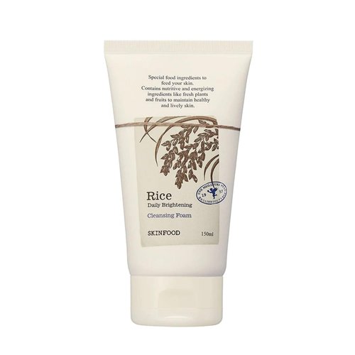 SKINFOOD Rice Daily Cleansing Foam 150ml - Delicate, Fine, and Smooth Cleansing with Fermented White Rice Ingredients - Firming Bubble Facial Foam Cleanser - For Men and Women (5.07 fl. oz.)