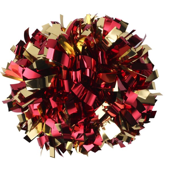 Metallic Cheerleader Cheerleading Pom Poms 6 inch 1 Pair (Red/Gold)