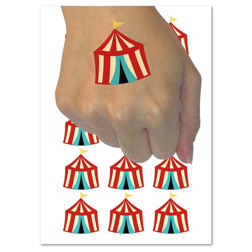 Circus Tent Temporary Tattoo Water Resistant Fake Body Art Set Collection - 54 1" Tattoos (1 Sheet)