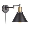 ArcoMead Swing Arm Wall Lamp Plug-in Cord Industrial Wall Sconce, Bronze and Black Finish,with On/Off Switch, E26 Base,1-Light Bedroom Wall Lights Fixtures,Bedside Reading Lamp