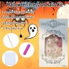 24Pcs Halloween Press on Nails Short Square Fake Nails with Spider Web Bat White Ghost Designs Halloween Acrylic Nails Full Cover False Nails Purple Glitter Cute Glue on Nails for DIY Halloween Nails
