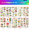 10 Sheets(108PCS) Pride Day Temporary Tattoo for LGBT Gay Pride Fake Tattoos Rainbow Flags Hearts Lips Stars Ribbons Tattoo Stickers Pride Parades Celebrations Party Supplies for Arm Body Face