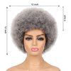 G&T Wig Afro Puff Wigs for Black White Women, Afro Curly Wigs Dark Roots Natural Looking Full Wigs for Daily Party Use(1B/Grey)