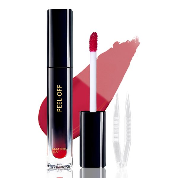 PASNOWFU Peel Off Lip Stain, Matte Liquid Lipstick, Lip Stain Peel Off, Lip Tint Long Lasting Waterproof Tattoo Magic Color Lip Liner, Non Stick Color Peel Off Mask Lip Gloss Makeup - 02