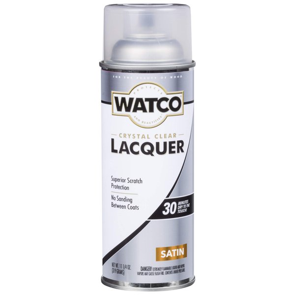 Rust-Oleum Watco 63281 Lacquer Clear Wood Finish Spray, 11.25 oz, Clear Satin