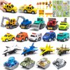 Mostop 18 PCS Die Cast Metal Pull Back Cars Kids Toys, Mini Vehicle Model Set for Kids Boys Girls, Pull Back Airplane Toy, Army Tank Toys, Construction Vehicles Toys Kids Party Favors, Cake Toppers
