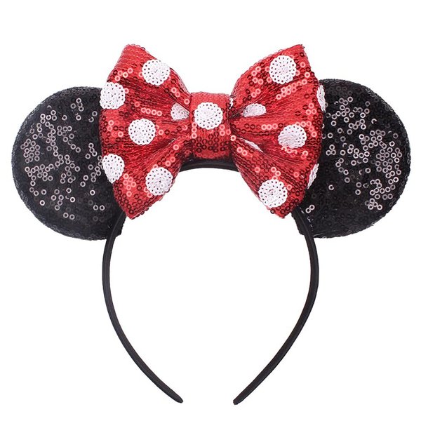 JIAHANG Mic Mouse Ear Headband Sequin Bow Costume Headwear Polka Dot Princess Headpiece for Women Girls