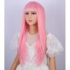 PATTNIUM Pink Wig with Bangs for Kids Child Pink Wig Girls Long Straight Light Pink Wig Synthetic Wig with Wig Cap