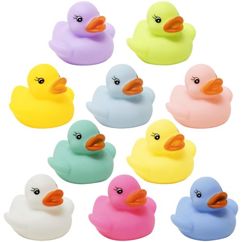 Kiddie Play Rubber Ducks 10 Pcs Mini Bath Rubber Duckies, Colorful Squeaky Baby Shower Party Favors, Floating Preschool Bathtub Toys, Fun for Infants Kids Toddlers & Party Decor