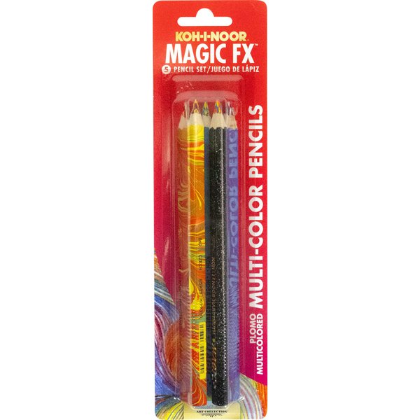 Koh-I-Noor Magic FX Pencils, 5-Pack - Original, Tropical, Neon, America and Fire (FA3405.5BC)