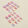 MERVF Square Press on Nails Short Fake Nails Rainbow Squoval Glue on Nails Press ons with Colorful Swirl Design 24pcs Glossy Acrylic Nails Cute Summer False Nails for Women