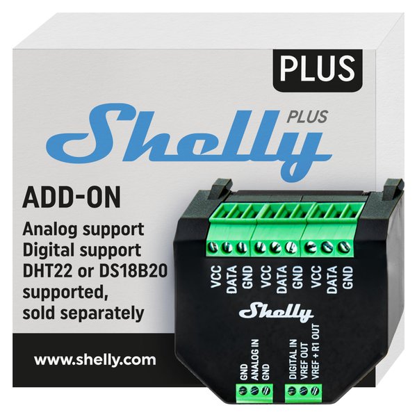 Shelly Plus Add-On | Bluetooth Add-On for Shelly Plus Devices | Measure Temperature and Humidity | Home Automation | Works with Alexa & Google Home | iOS Android App |No Hub Required |Digital Sensor