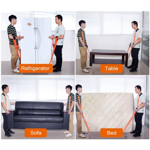 HQQNUO Moving Straps, 2-Person Shoulder Lifting and Moving System for Appliances, Furniture, Mattresses or Heavy Objects up to 800 Pounds (Orange)