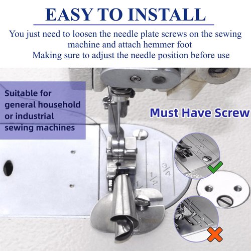 MOTEERLLU 4Pcs Sewing Rolled Hemmer Foot, [7-10mm] Wide Narrow Rolled Hem Presser Foot Set, Universal Sewing Machine Accessories & Supplies (4Pcs - 7/8/9/10mm)