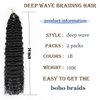 Ocean Wave Crochet Hair 24 Inch 2 Packs Deep Wave Curly Braiding Hair Extensions Synthetic Curly Crochet Hair For Black Women (1B)