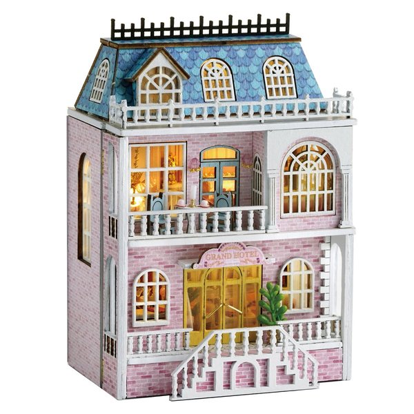 Roroom DIY Miniature and Furniture Dollhouse Kit,Mini 3D Wooden Doll House Craft Model with LED,Creative Room Idea for Valentine's Day Birthday Gift(Romantic Castle-D018)