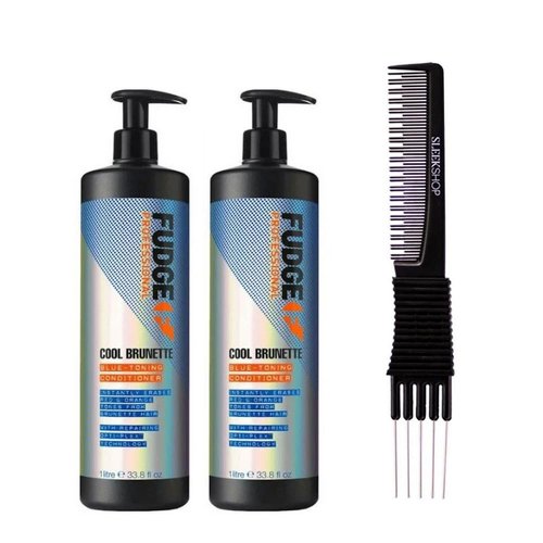 yper Fudge Cool Brunette Blue-Toning Conditioner (33.8 oz) with Teasing Comb Pack of 2