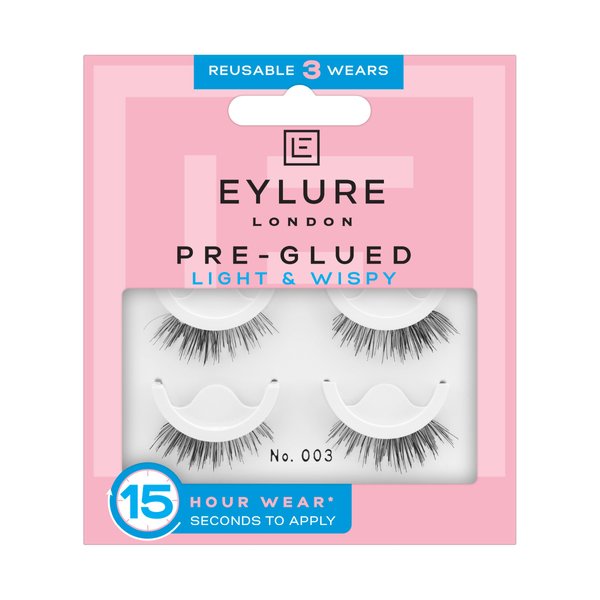 Eylure Pre-Glued Light & Wispy False Eyelashes, Accents No. 003, Twin Pack