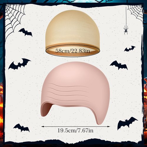 NACHLYNN 2/4/6/ Pcs Halloween Bald Cap for Adult Makeup Latex Bald Caps Nylon Bald Wig Cap Costume for Halloween Party Men (Novel, 4)