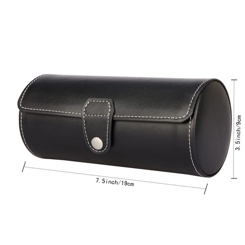 LETURE Vegan Leather Watch Case 3-Slot, Watch Roll Travel Storage Organizer