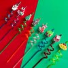 uoyoi Christmas Party Favors 24pcs Christmas Theme Straws Santa Christmas Tree Bells Gingerbread Elk Snowman Gift Box Candy Cane Straws for Xmas Party Supplies Decorations with 2 Cleaning Brushes