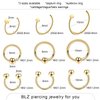 BLZ 90PCS Mixed-pack Piercing Kit Stainless Steel 14G 16G 18G 20G Piercing Needle with Nose Septum Lip Tongue Tragus Cartilage Daith Eyebrow Belly Button Rings Retainer Piercing Jewelry gold