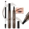 Kaely 2Pcs Microblading Eyebrow Pen with Brow Brush,Magical Precise Waterproof Brow Pen,Suake Eyebrow Contouring Pen,4 Tip Eye Brow Pencils for Women,Creates Natural Brows,Sponge Head 02 Dark Brown