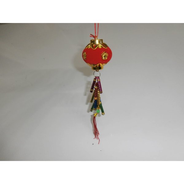 Vietnamese New Year Decorative Plastic Hanging Lantern with Firecracker 2" Size (lồng đèn treo tết)