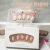 24Pcs French Tips Press on Nails with French Design, French Tips Manicure Art Acrylic Medium Coffin Full Cover Fake Nails Stick on Nails Glossy Gold French Tips False Nails Gel Glue on Nail for Women