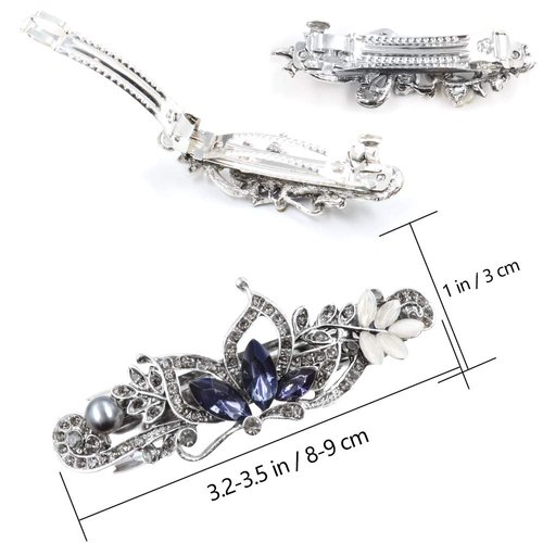 NODG 3 Pieces Hair Barrettes Crystal Rhinestones Hair Clips Butterfly French Clips Vintage Spring Hair Clips Hair Clips Barrettes Hair Clips Flower Bridal Hair Jewelry for Women Girls