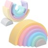 let's make Silicone Rainbow Stacking Toy Sorting and Stacking Game Rainbow Arch Shape Matching Montessori Toys (6Pcs)